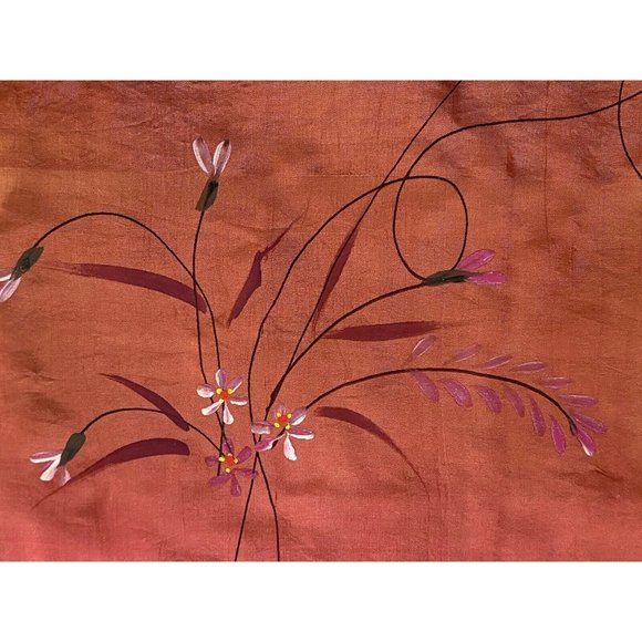 100% Silk Hand Painted Rectangular Scarf Dragonfly Design 16" X 60" Ombre Pink - Picture 11 of 16